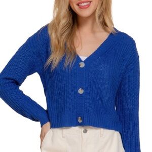 Blue Button Down Knit Sweater Cardigan